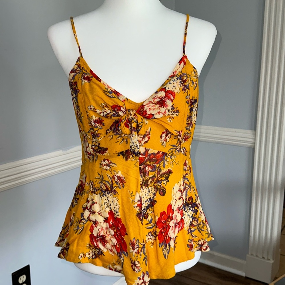 Lily white mustard yellow spaghetti strap top